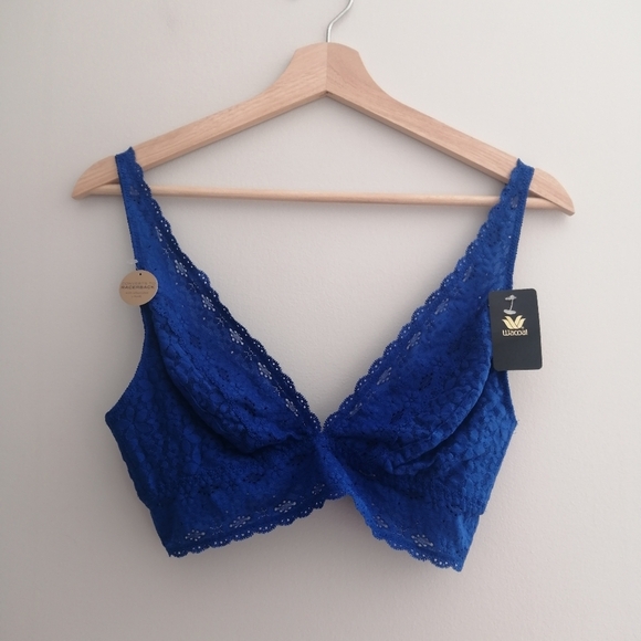 NWT Wacoal Halo Lace Wire Free Bralette in Dazzling Blue US 38 - Picture 2 of 16